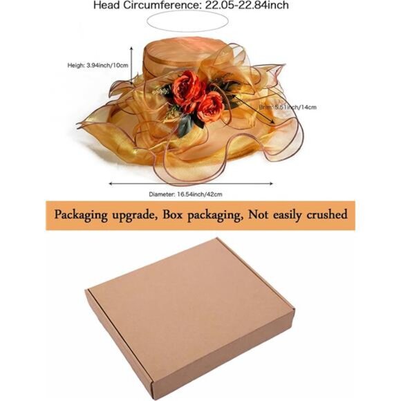 Women Organza Church Tea Party Hats Floral Orange main image 5